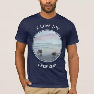 Camiseta Keeshonds na Arte de Cão de Pintura na costa