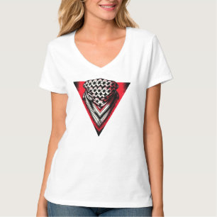 Camiseta Keffiyeh do Triângulo Vermelho Invertido