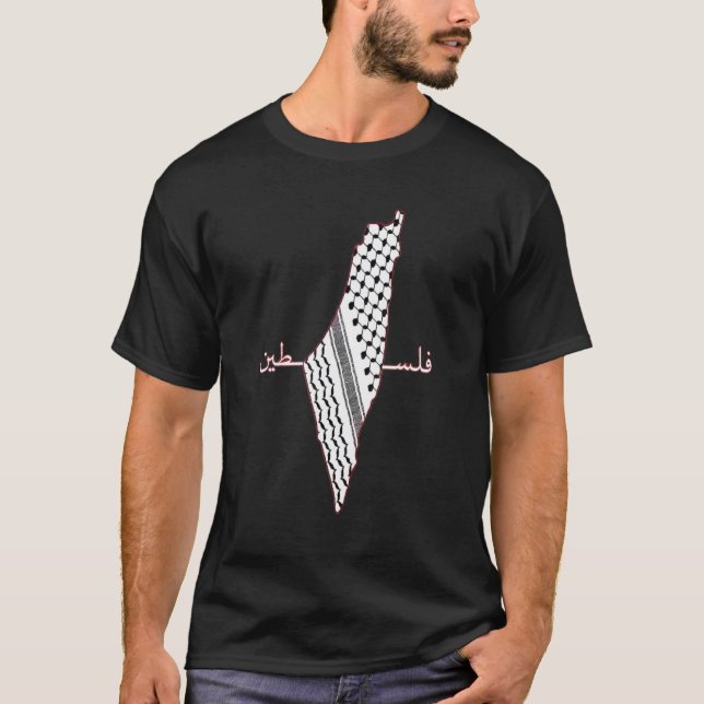 Camiseta Keffiyeh Palestine Mapa Árabe Shemagh Palest (Frente)