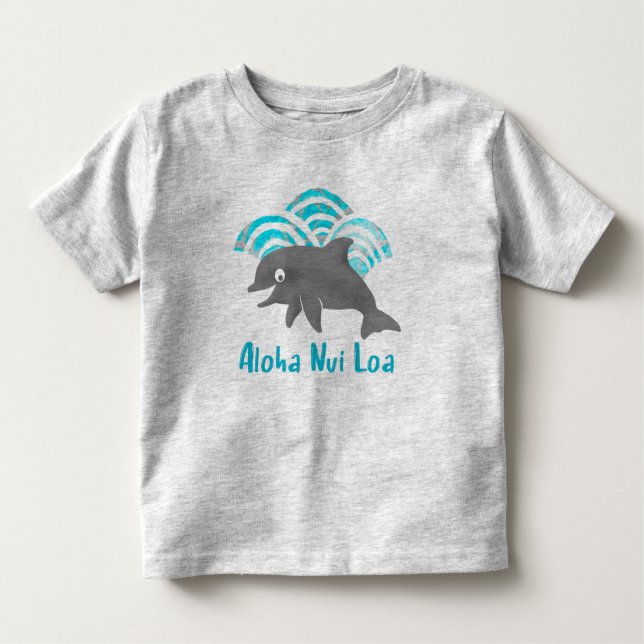 Camiseta Keiki Watercolor Dolphin Wave (Frente)