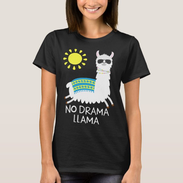 Camiseta Kein Drama Lama Alpaca Happy Freedom Llama Sunglas (Frente)
