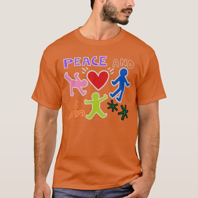 Camiseta Keith Graffiti Peace and Love Art Bold Bright Cart (Frente)