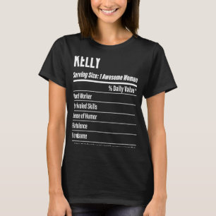 Camiseta Kelly Nutritional Facts Servindo Calorias de Taman