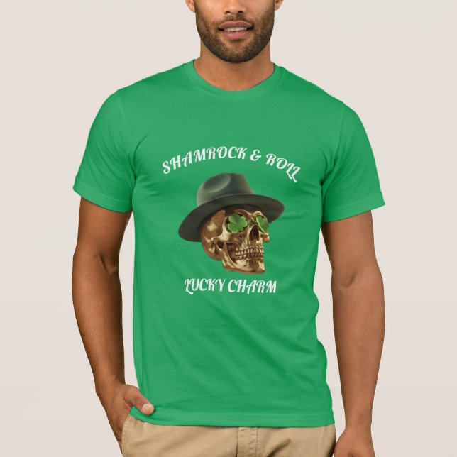 Camiseta Kelly Verde Caveira Shamrock St Patrick  (Frente)