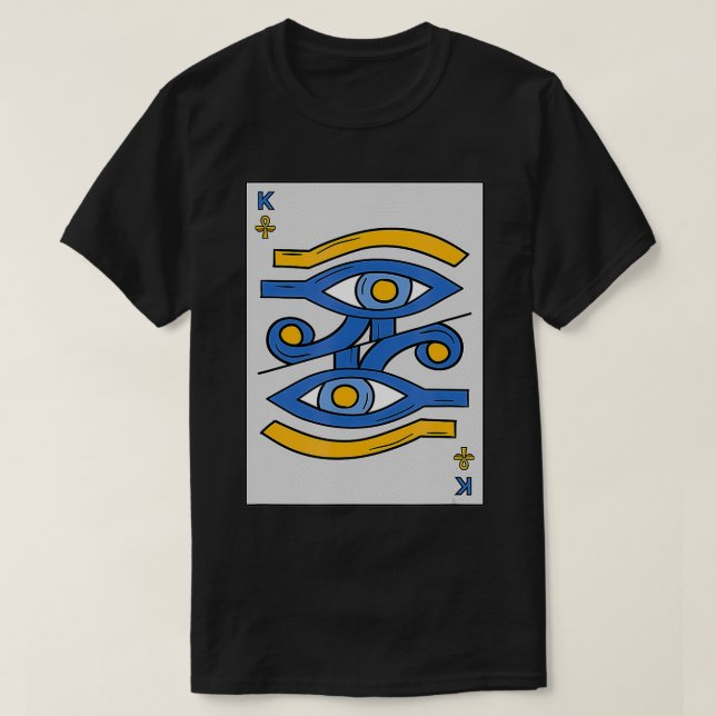 Camiseta Kemetism Play Card Black Egypt Eye of Horus Mel (Frente do Design)