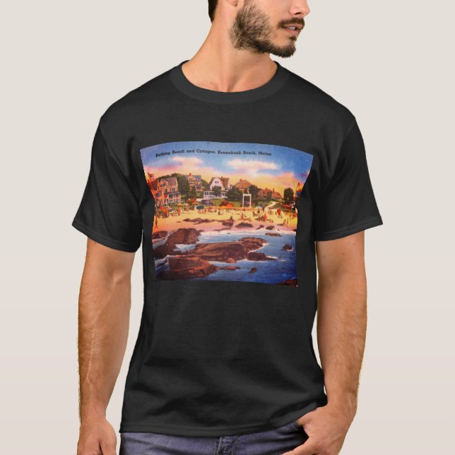 Camiseta Kennebunk Beach, Maine Vintage Cottages Foto (Frente)