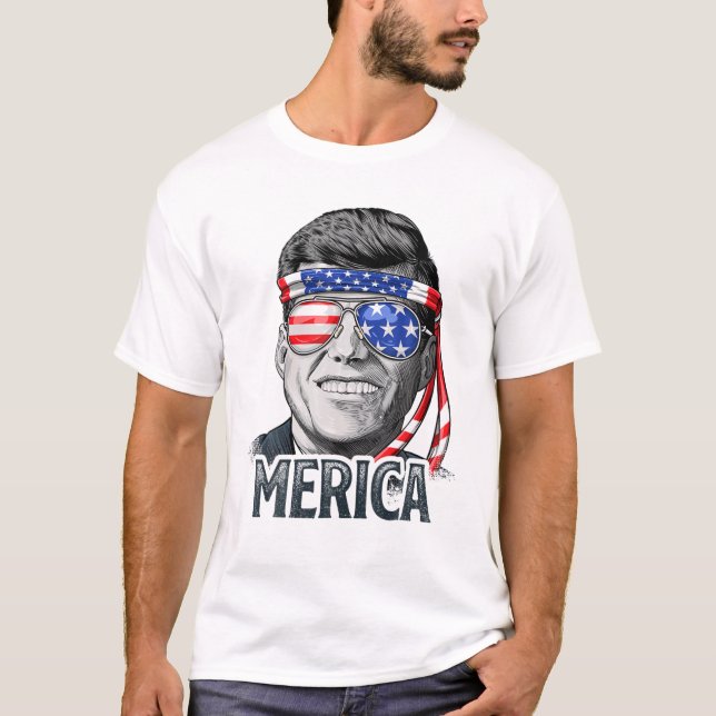 Camiseta Kennedy Merica 4Th Of July President JFK Men Ameri (Frente)