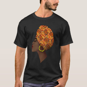 Camiseta Kente Cloth Cabeça Quebra Melanina Negra Afro