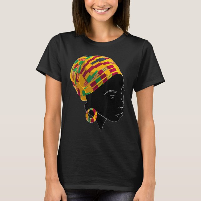 Camiseta Kente Cloth Head Wrap For African American Women (Frente)