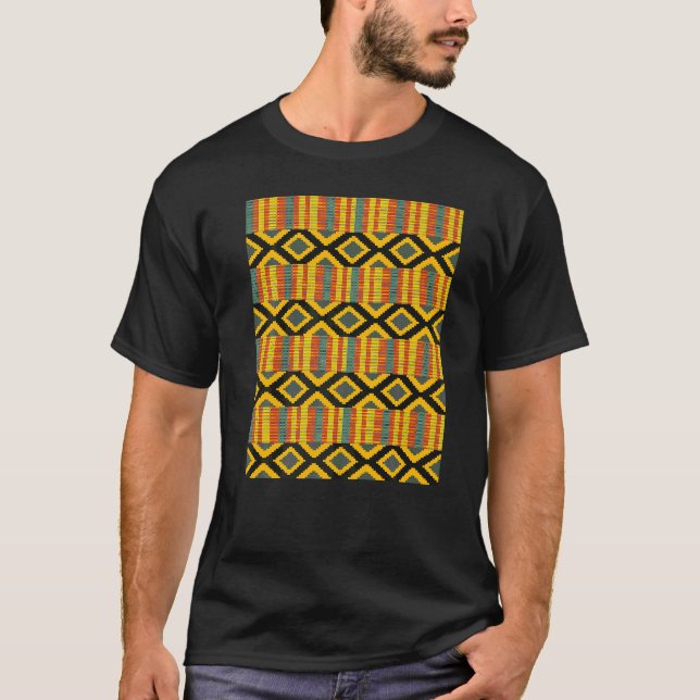 Camiseta Kente Cloth Impressão da África Tribal Kente Artw (Frente)