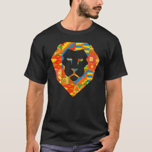 Camiseta Kente Lion Gana orgulhosa de Têxtil Africano no Ga