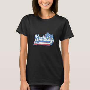 Camiseta Kentucky Map State American Flag 4º Do Orgulho De 