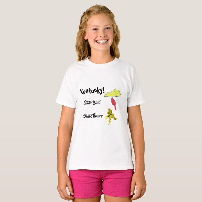 Camiseta Kentucky Map State Bird & Flower (Frente Completa)