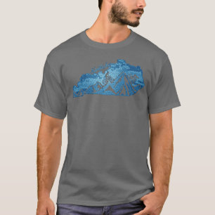 Camiseta Kentucky Mountain Biking Blues State Outline Bike