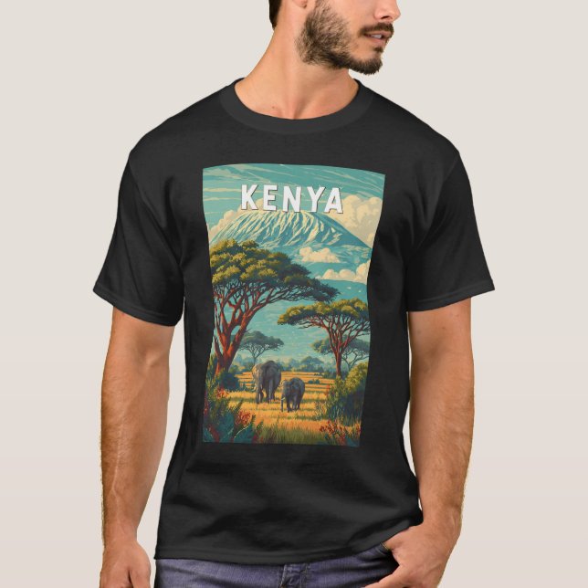 Camiseta Kenya Illustration Travel Art Vintage (Frente)