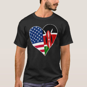 Camiseta Kenya USA Heart Shirt Kenyan American Flag