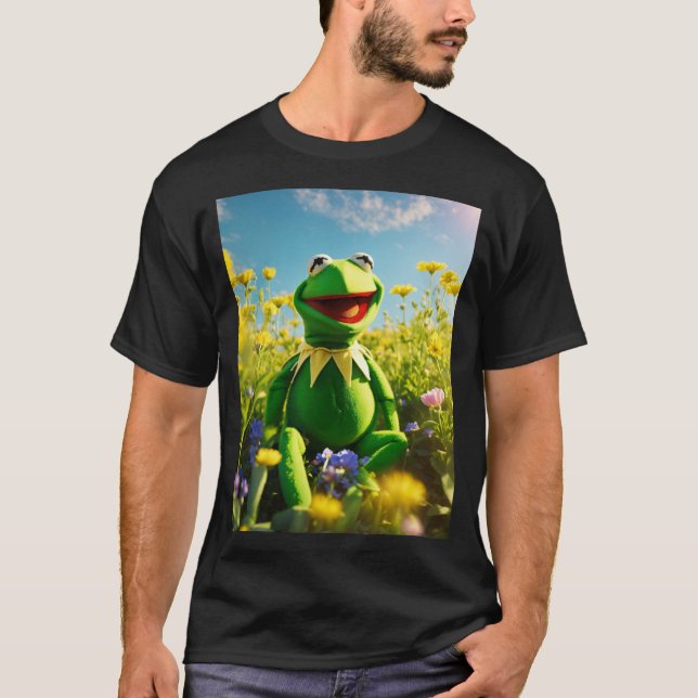 Camiseta Kermit, o sapo, feliz, leve. (Frente)