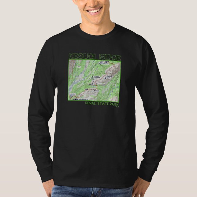 Camiseta Kesugi Ridge Hiking Map Denali State Park Alaska S (Frente)