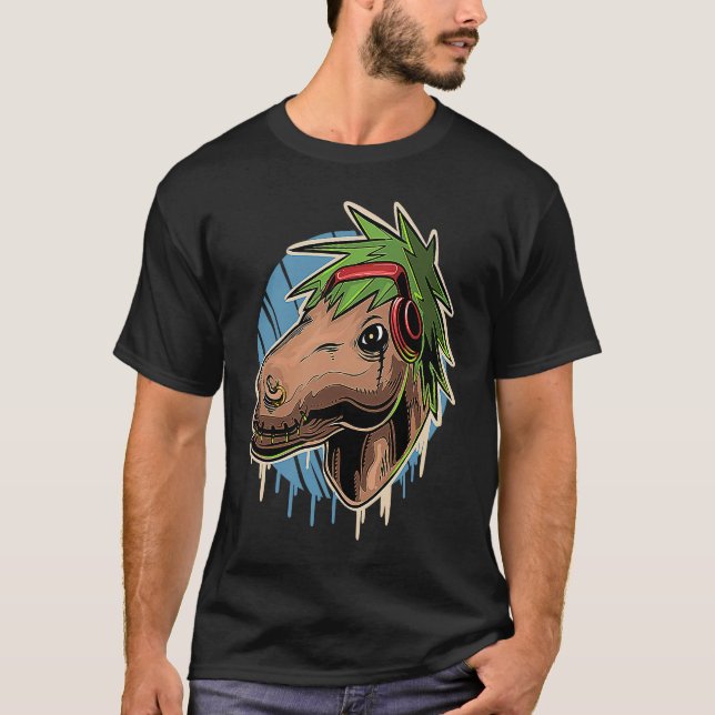 Camiseta Keta Horse Techno Dj Ketamine Headphones (Frente)