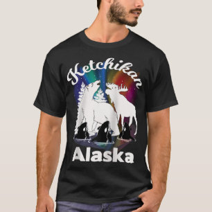 Camiseta Ketchikan Alaska Aurora Borealis Bear Moose Orca S