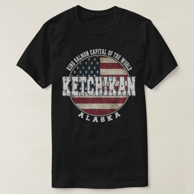 Camiseta Ketchikan Alaska Vintage - bandeira americana (Frente do Design)