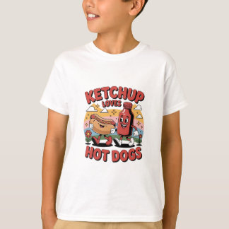 Camiseta Ketchup Ama Cachorros Quentes - Comida De Cartoons