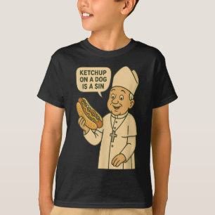 Camiseta Ketchup Em Um Cachorro É Um Cachorro Quente Do Pap