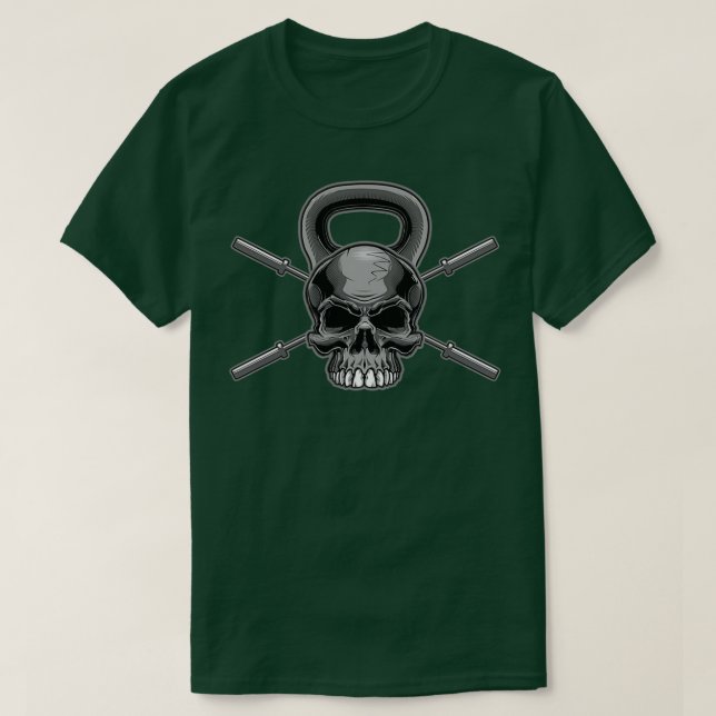 Camiseta Kettlebell Crossed Barbels 1 (Frente do Design)
