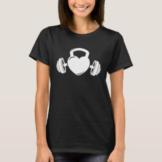 Camiseta Kettlebell e Barbell Coração Amor Treino de Academ