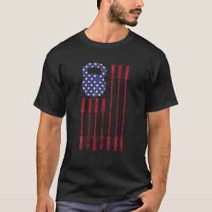 Camiseta Kettlebell Funny Gym Workout American Flag USA 4º