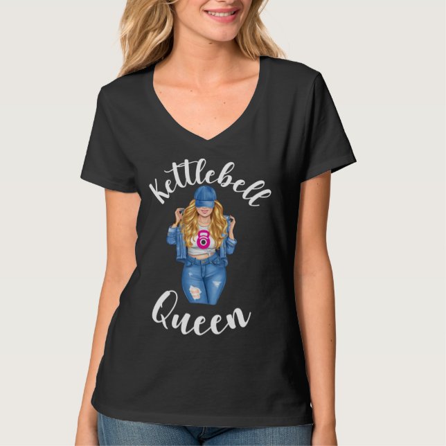 Camiseta Kettlebell Queen Blonde Girl Woman Sassy Gym Worko (Frente)
