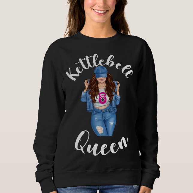 Camiseta Kettlebell Queen Brunette Girl Woman Sassy Gym Wor (Frente)