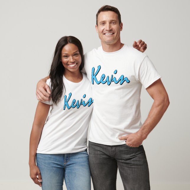 Camiseta Kevin (azul em branco) (Unissex)