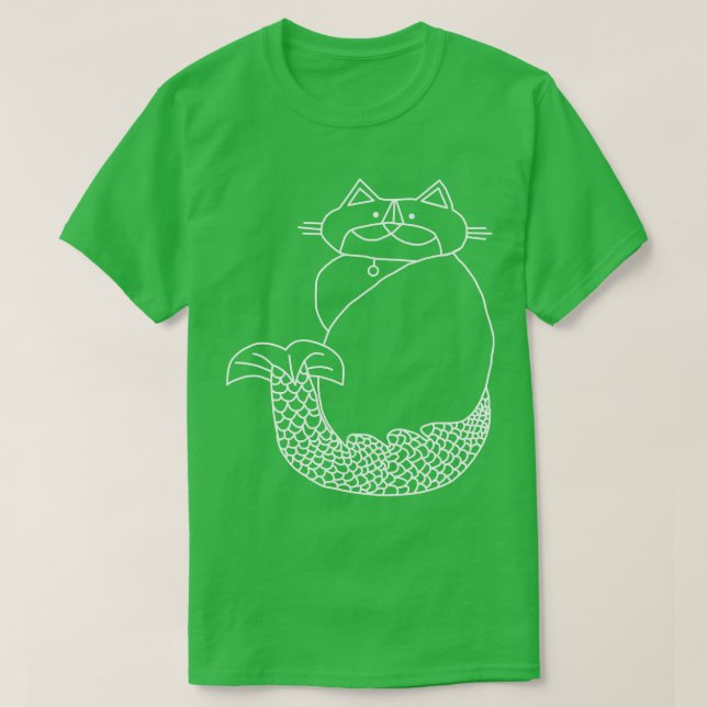 Camiseta Kevin MerCat o Desenho da Linha Branca da Sereia d (Frente do Design)
