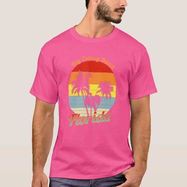 Camiseta Key Colony Beach Retro Tropical Palm Trees (Frente)