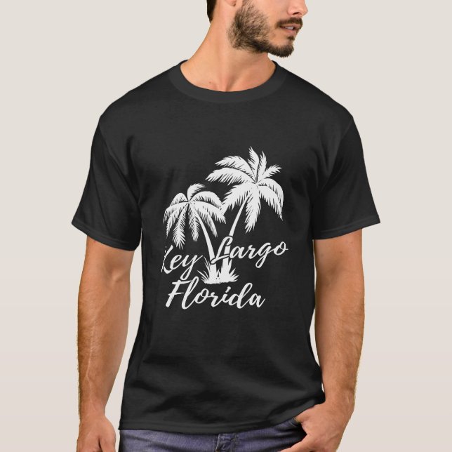 Camiseta Key Largo Florida Beach Palm Trees Vaces (Frente)