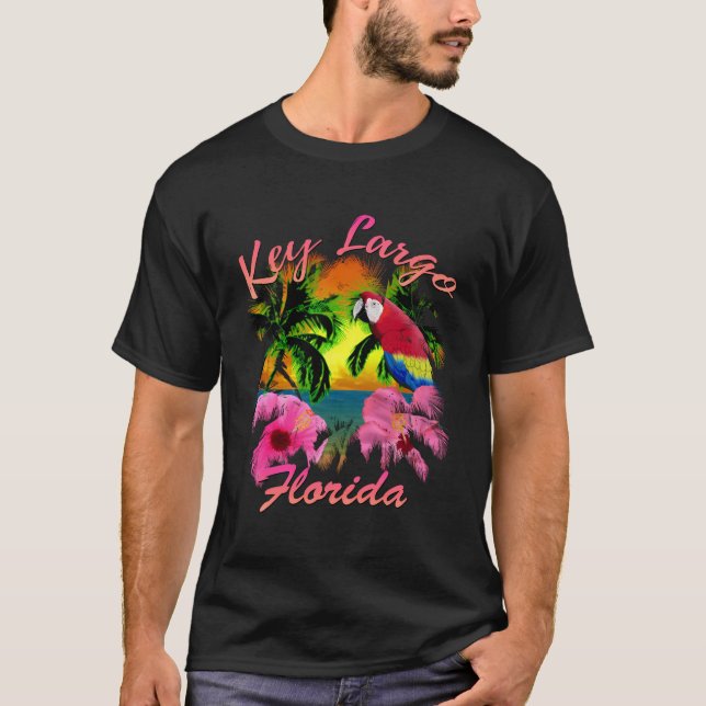 Camiseta Key Largo Florida Keys Tropical Beach Sunset Islan (Frente)