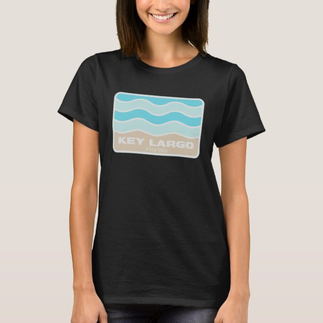 Camiseta Key Largo Florida Retro FL Waves Beach Souvenir (Frente)