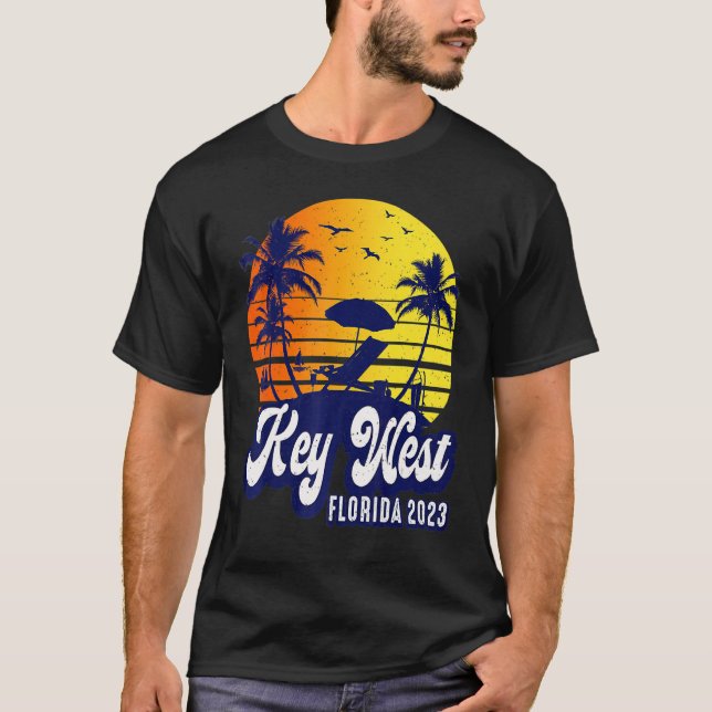 Camiseta Key West 2023 Florida Sunset Beach Retro (Frente)