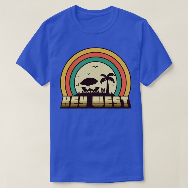 Camiseta Key West Beach Vintage Retro Sunset Estilo (Frente do Design)
