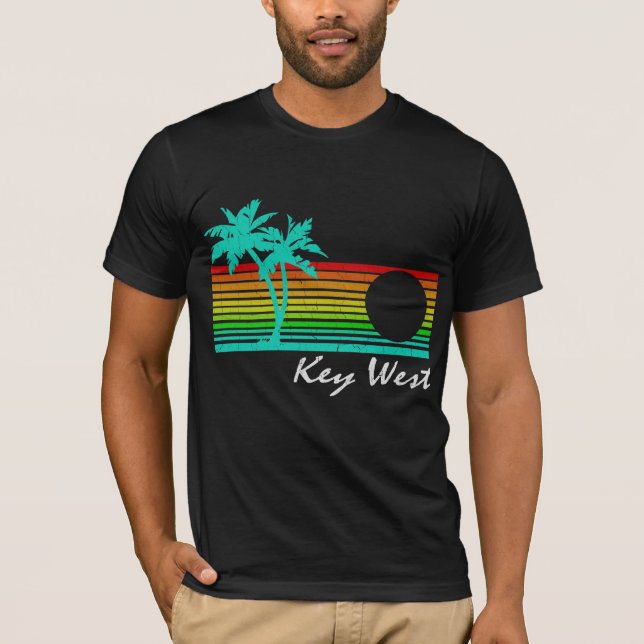 Camiseta Key West - design afligido vintage (Frente)