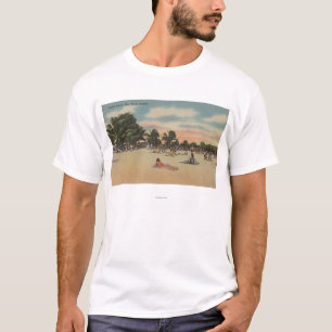 Camiseta Key West, FL - vista de Beath sul com Sunbathers