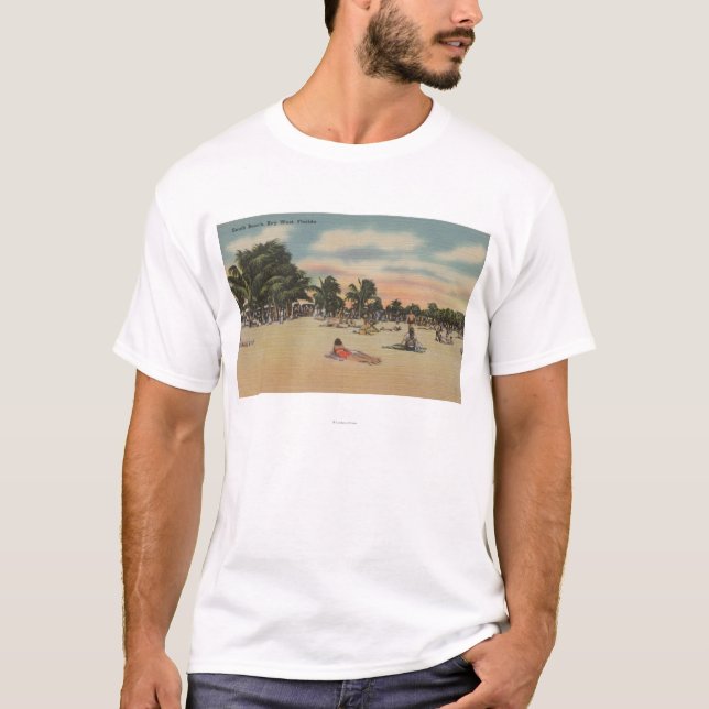 Camiseta Key West, FL - vista de Beath sul com Sunbathers (Frente)