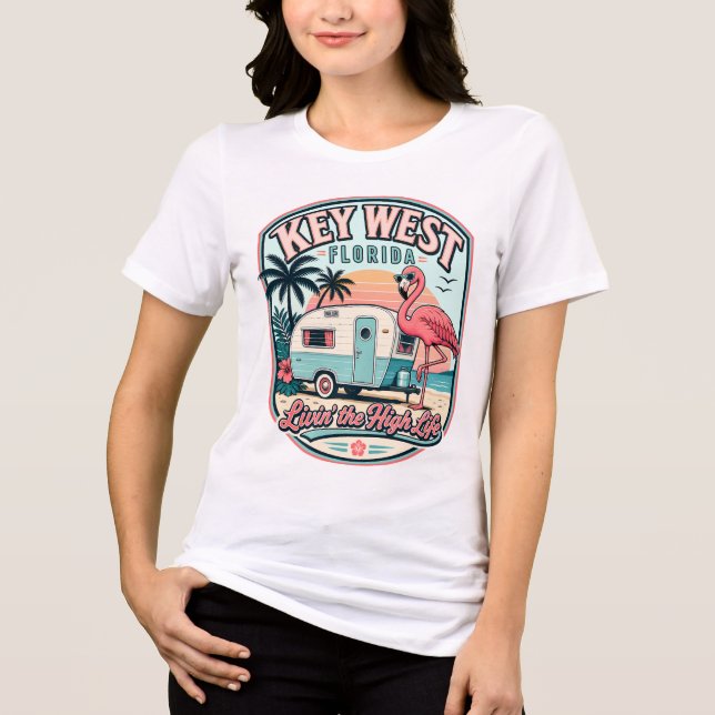 Camiseta Key West Flamingo Trailer Florida Keys (Frente)
