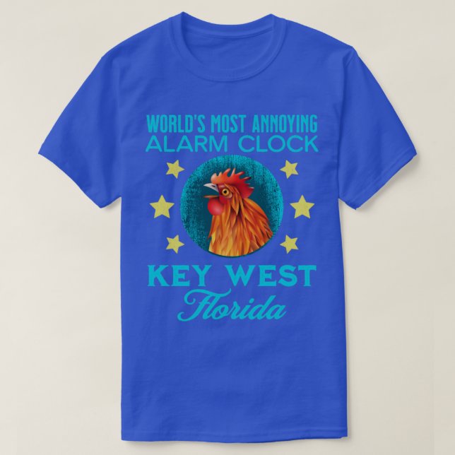 Camiseta Key West Florida Alarm Clock Chicken Rooster Souve (Frente do Design)