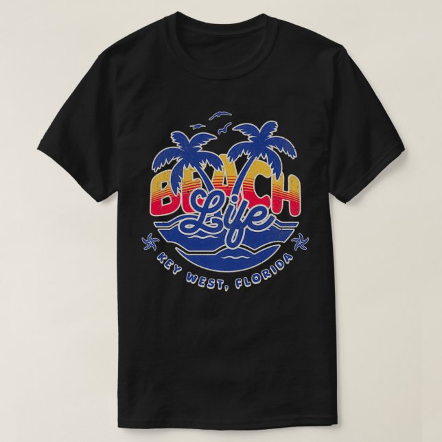 Camiseta Key West Florida Beach Palm Trees Waves Beach (Frente do Design)