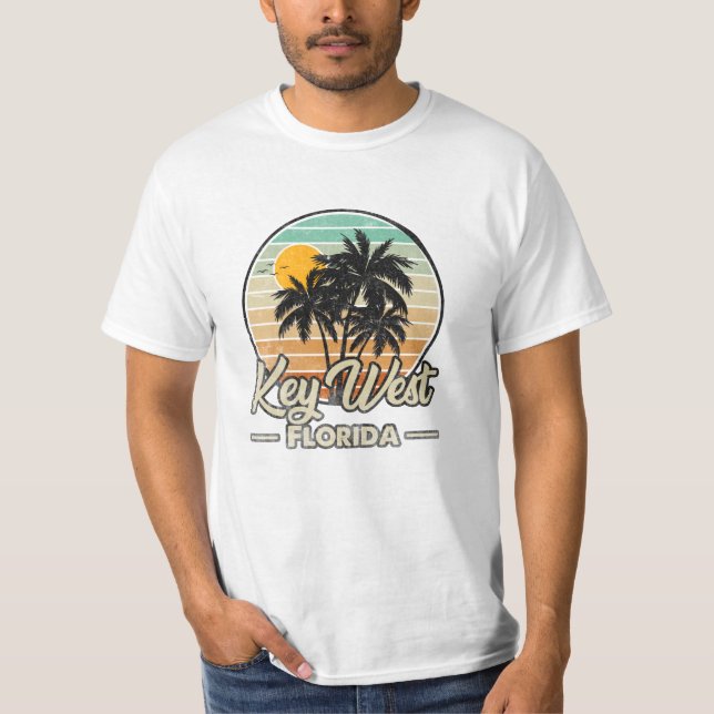 Camiseta Key West Florida Keys Retro 70s Beach Vacation (Frente)