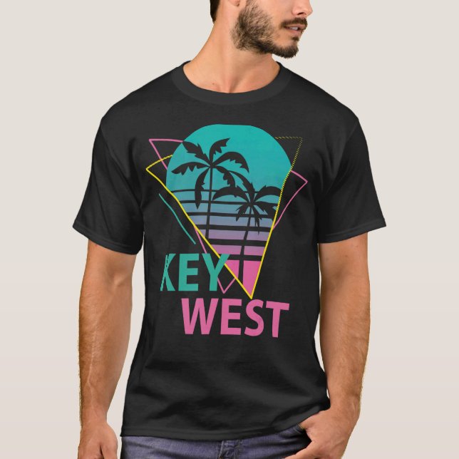 Camiseta Key West Florida Keys Retro Palms Palm Trees Beach (Frente)