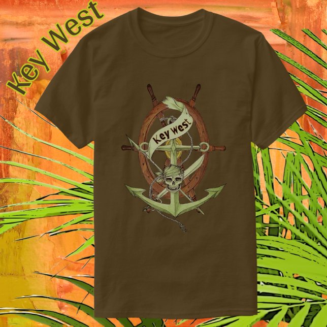 Camiseta Key West Florida NMaritime Pirate Skull Anchor T-S (Handsome souvenir available with color and style choices.)