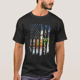 Camiseta Key West Florida Summer Sunset American Flag Patri